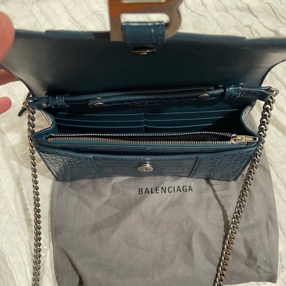 Balenciaga Hourglass Wallet on Chain - Blue Leather  Croc - Picture 5 of 10